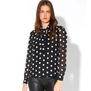 Walter Baker Duchess Polka Dot Tie Neck Blouse Size Small